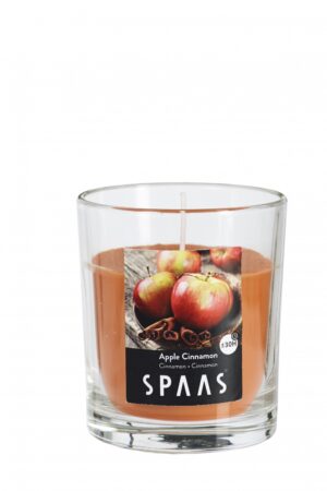 Tuoksukynttilä lasissa läpinäkyvä 25h omena-kaneli