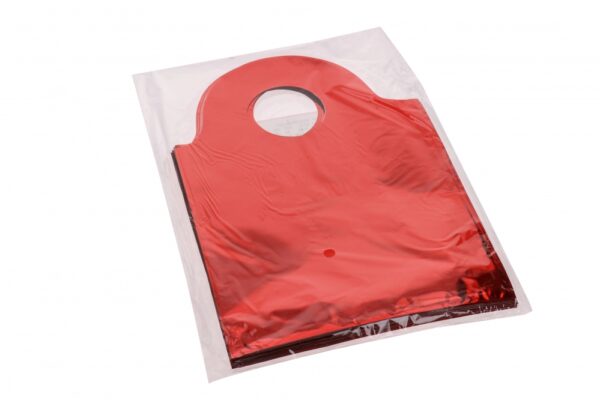 Foliosta valmistettu lahjapussi sangallinen 20 x 35cm punainen 50 kpl/pakkaus