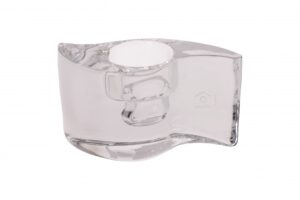Lämpökynttilän ja antiikkikynttilän alusta lasinen munuaismainen 12,9 x 6 x 6,8cm