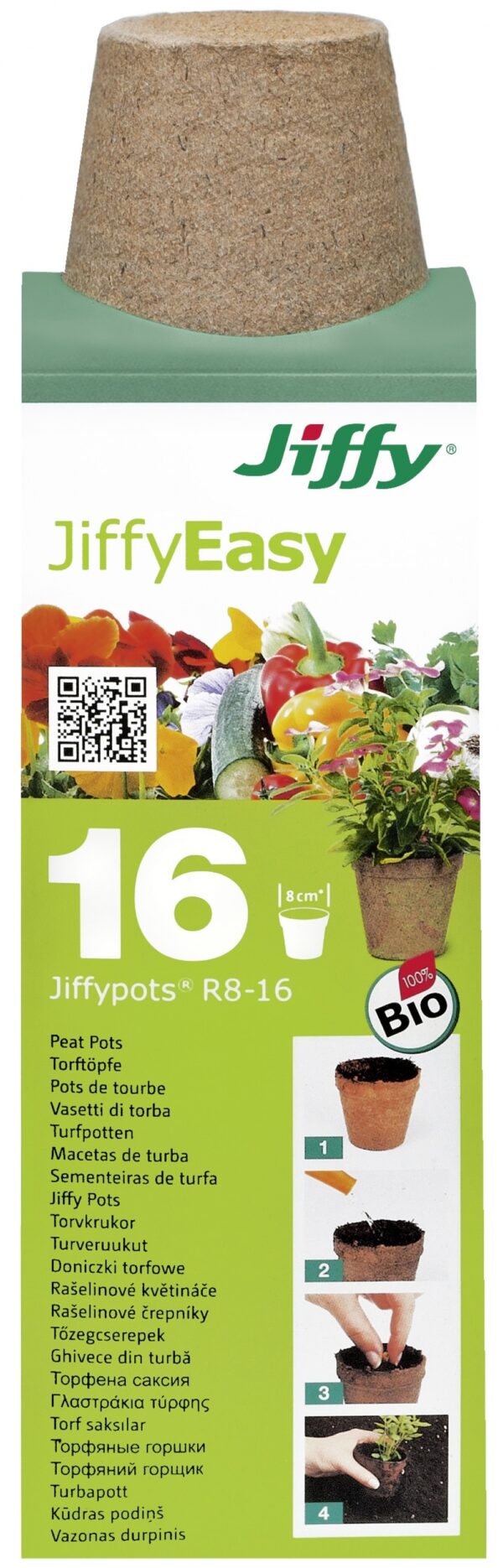 Turvaruukut pyöreä Jiffy Easy-R8 8cm 16kpl